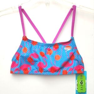 Speedo Endurance Swim Top Pink Flamingoes Size Small Girls